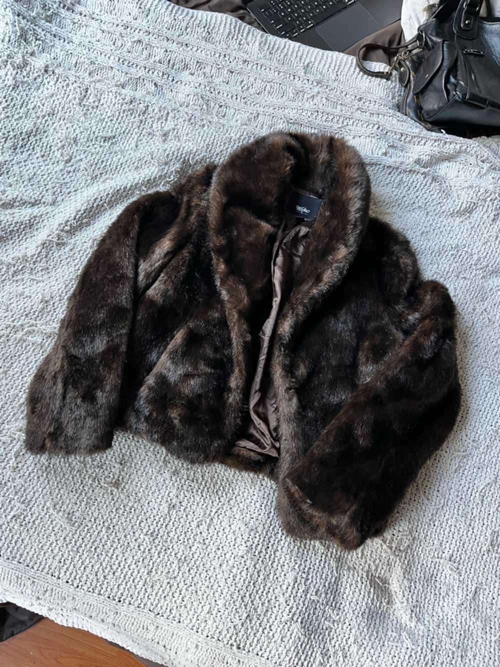 Mossimo Supply Co. Dark Brown Faux Fur Cropped Jacket